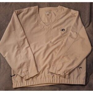 CUTTER & BUCK/Green Bay Packers CB WindTec Men XXL Golf V-Neck Tan Pullover